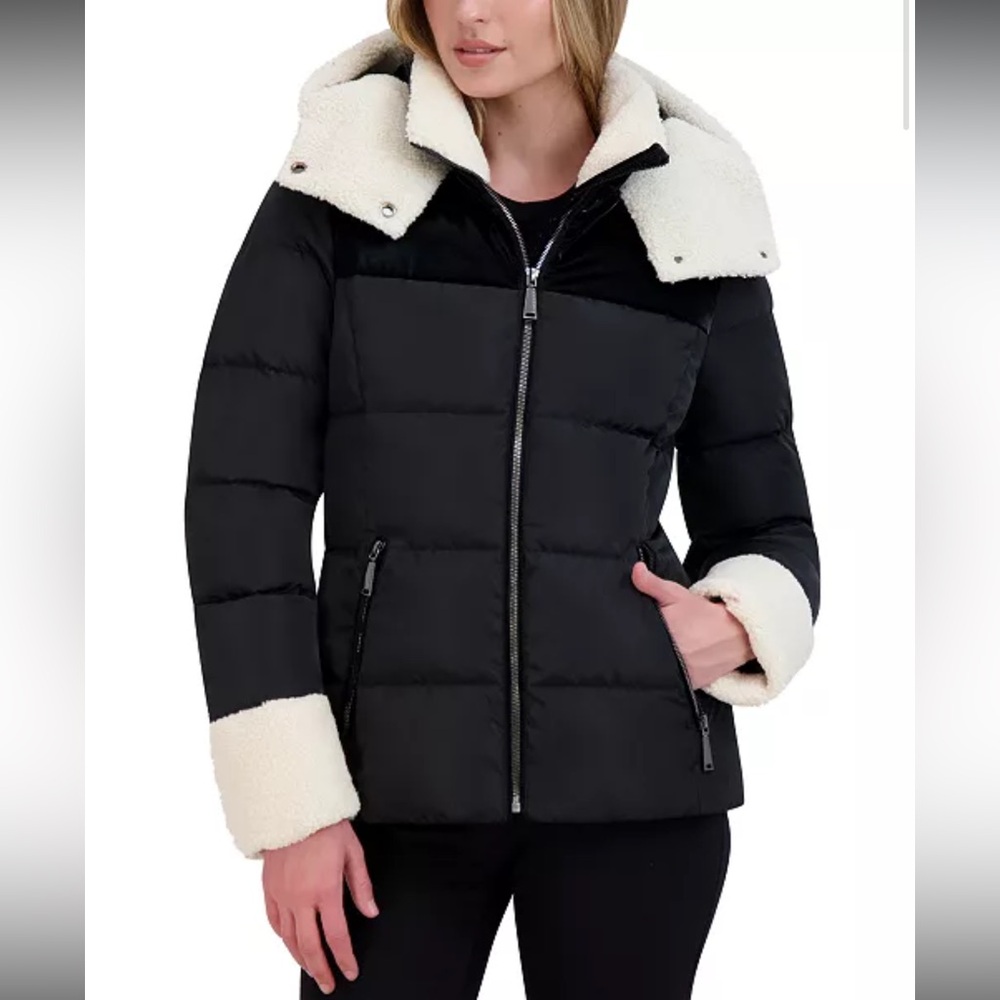 Laundry by Shelli Segal Windbreaker Fitted Short Puffer Jacket